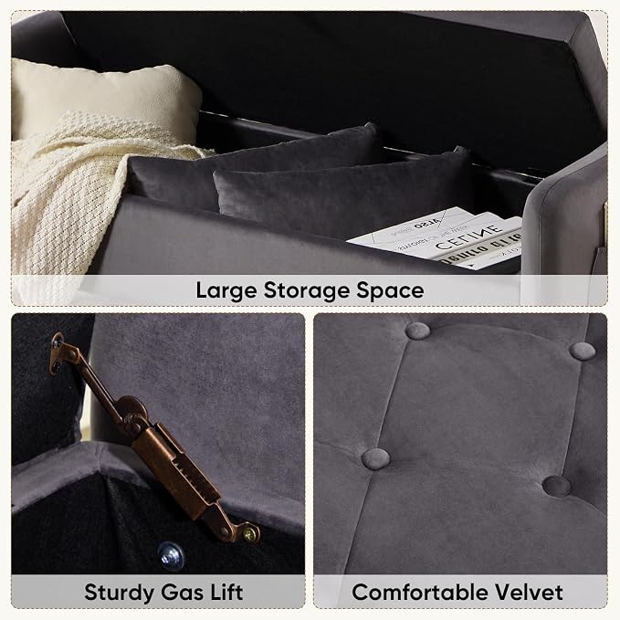 48" End of Bed Bench, Modern Storage Benches - Image 3