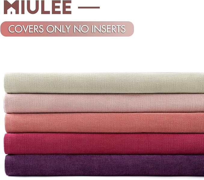 MIULEE Hot Pink Red Chenille Couch Throw Pillow Covers, 18x18 | Set of 2 - Image 6