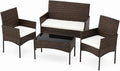 Sweetcrispy 4-Piece Patio Furniture Set, Weather-Resistant PE Rattan Wicker by Sweetcrispy