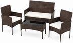 Sweetcrispy 4-Piece Patio Furniture Set, Weather-Resistant PE Rattan Wicker by Sweetcrispy