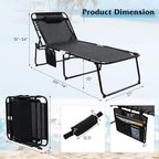 GYMAX Lounge Chair for Outside, 440lbs 27” Oversize Folding Beach Tanning - Image 3