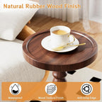 Solid Wood Drink Table, Rubber Wood‌ Small Round Side Table - Image 4