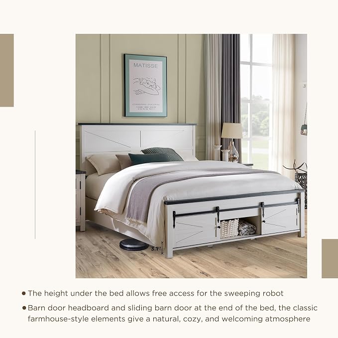 JXQTLINGMU King Farmhouse Wood Bed Frame - Image 6