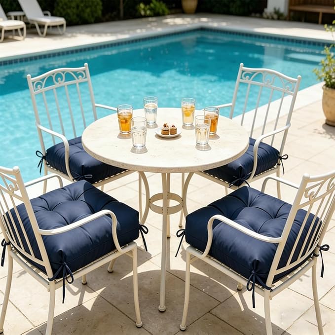 Set of 2 Outdoor Square Seat Cushions Waterproof Patio Seat Pad Soft Rocking - Image 2