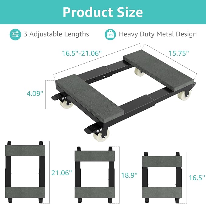 Heavy Duty Adjustable Furniture Moving Dolly - Image 3