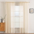 MIULEE Cream Beige Sheer Curtains 38 X 84 Inches, 2 Panels | Window, Solid Color by MIULEE
