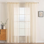 MIULEE Cream Beige Sheer Curtains 38 X 84 Inches, 2 Panels | Window, Solid Color by MIULEE