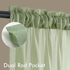 MIULEE Sage Green Sheer Curtains 72 Inches Long 4 Panels 54 x 72 Inches | Light - Image 3