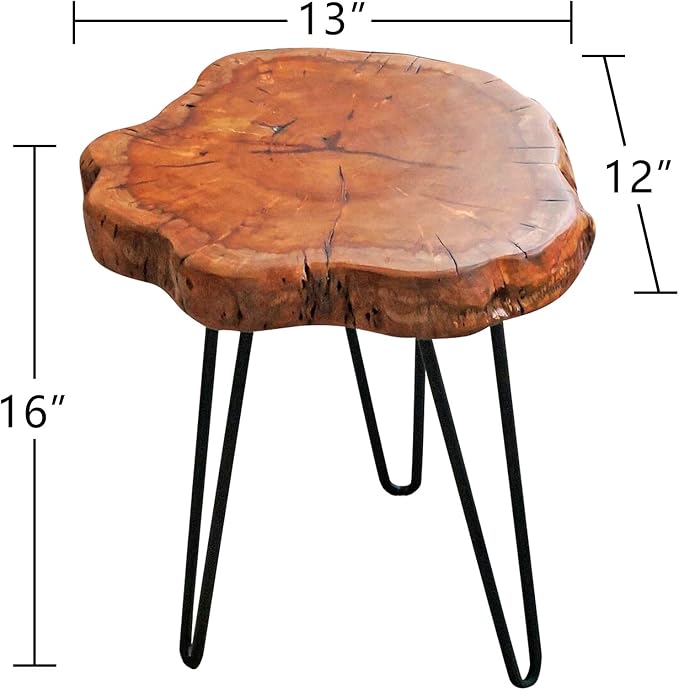 WELLAND Unique Shape Date Tree End Table Live Edge Side Table Plant Stand - Image 2