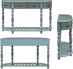 Retro Wood Curved Entryway Console Table 52-Inch Half Moon Hall Sofa Table - Image 6