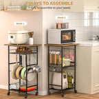 ThreeHio Rolling Kitchen Microwave Cart, 3 Tier Microwave Table Stand - Image 2