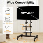 Mobile TV Stand Rolling TV Cart Floor Stand - Image 8