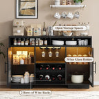 Wine Bar Cabinet 54", Arched Glass Doors, Wine Rack, Adjustable Shelves - Image 6