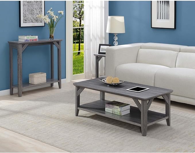 HomeStock Asian Aesthetics Coffee Table, Rustic Style, 2 Spacious Shelves by Homestock
