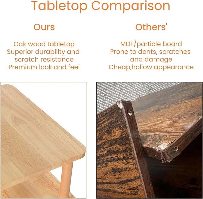 Solid Wood Side Table, 2-Tier Tall End Table - Image 7