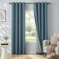 100% Blackout Linen Textured Curtains 90 Inch Long, Stone Blue | 100% Blackout by 100BlackoutShield