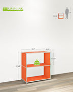 32-Inch 2-Tier Metal Bookcase, Open Shelf Storage Organizer - Image 3