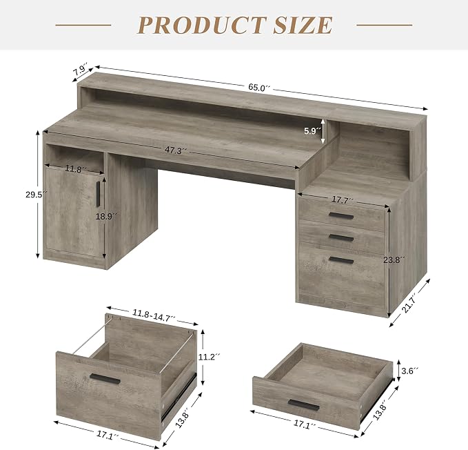 YOMILUVE Executive Computer Desk - Image 2