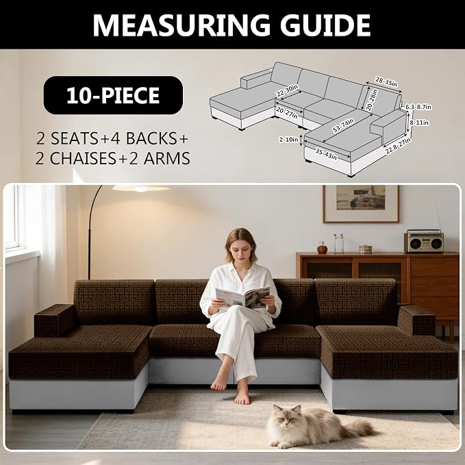 UNBBRRL 10 Pieces Stretch Sofa Cushion Covers - Image 2
