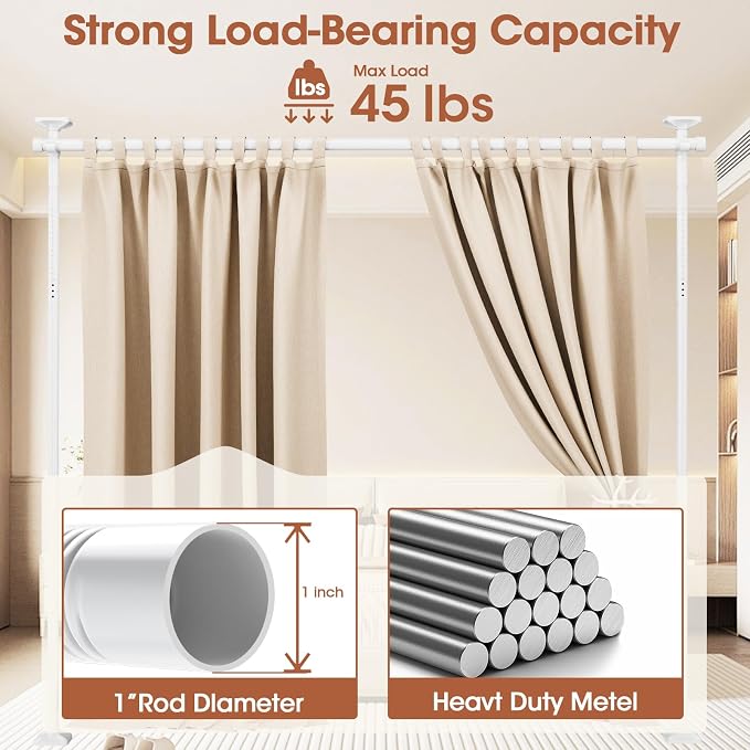 SUNALLY Room Divider Curtain Rod, No Drilling Room Separator - Image 5