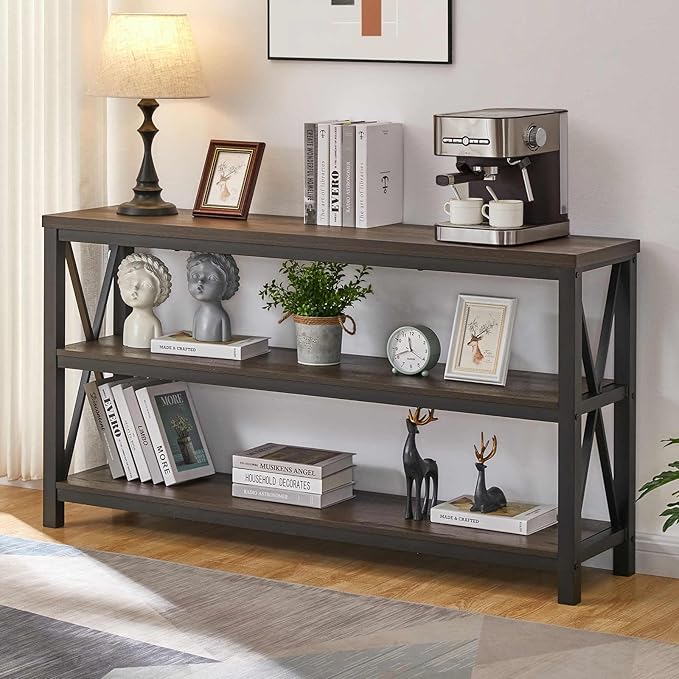 FATORRI Console Table for Entryway, Sofa Tables Behind Couch, Rustic Wood and by FATORRI