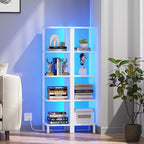 TUTOTAK Corner Shelf with LED Light, 5-Tier Corner Bookshelf - Image 7