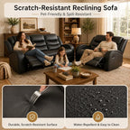 Recliner Sofa Set, 2 Piece Living Room Furniture Set, Leather Recliner Sofa - Image 4