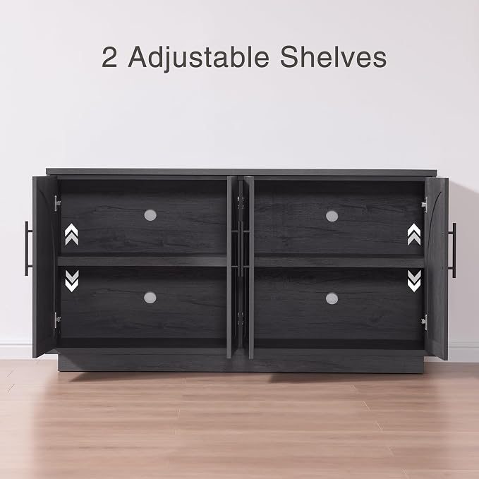 Fatmok 59" Sideboard Buffet Cabinet & TV Stand Set of 2, Modern Arched Credenza - Image 4