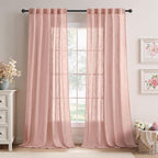 MIULEE Blush Pink Linen Curtains 52x96 Inches Long 2 Panels by MIULEE
