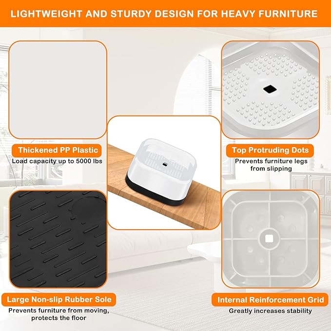 shouwuhho 9 Pack Furniture Risers Adjustable Bed Risers Heavy Duty Lifts Height - Image 5