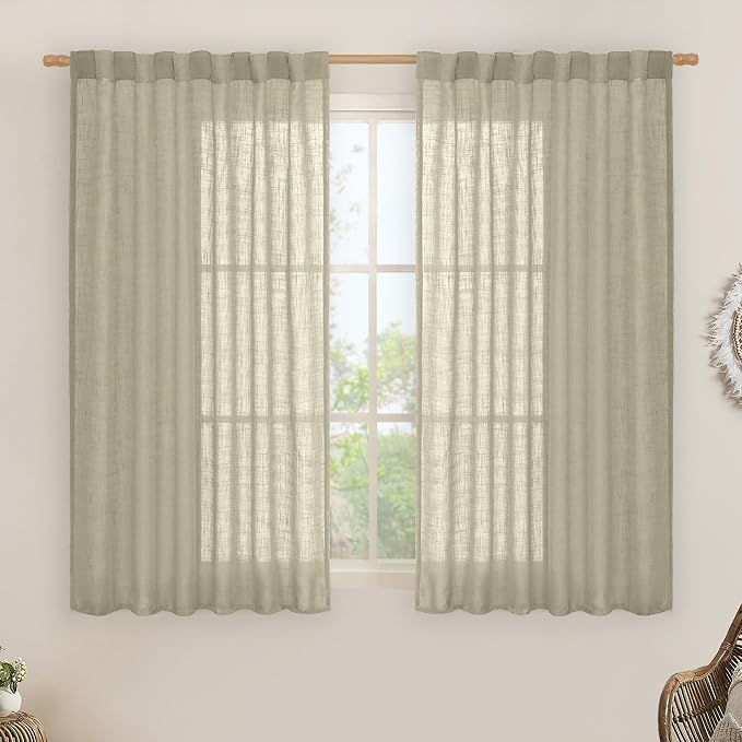 Semi Sheer Linen Curtains 45 Inches Long by LAMIT