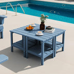 SERWALL 2-Tier HDPE Outdoor Side Tables Set of 4, Weatherproof Rectangular by SERWALL