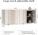 Brafab Buffet Cabinet, Wood Fluted Credenza - Image 2