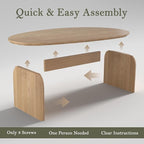 Honyee Oval Coffee Table, 47.2" Wood Coffee Table - Image 7