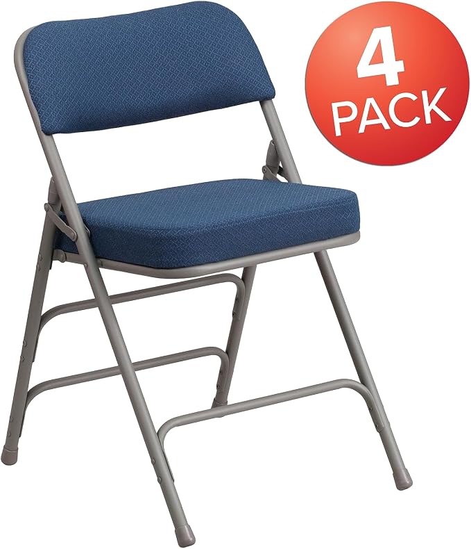 Flash Furniture 4 Pack HERCULES Series Premium Curved Triple Braced & Double - Image 4