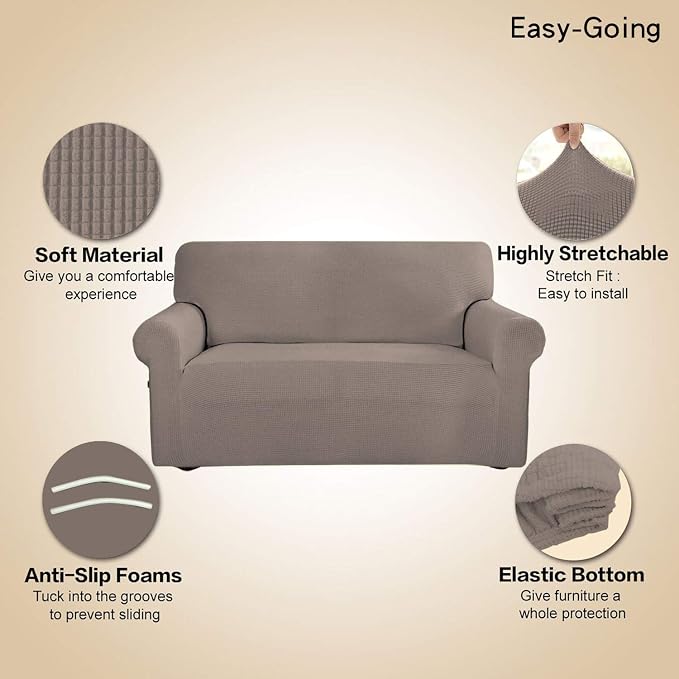 Easy-Going Stretch Oversized Sofa Couch Slipcover Washable Taupe | 1-Piece - Image 3