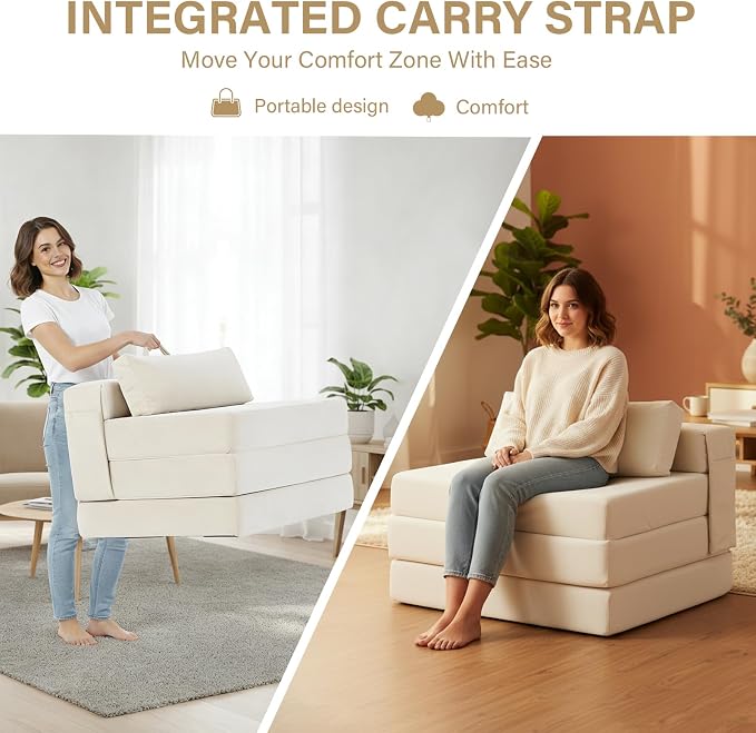 Tiita Folding Sofa Bed Chair, 4-Fold Convertible Sleeper Chair - Image 4