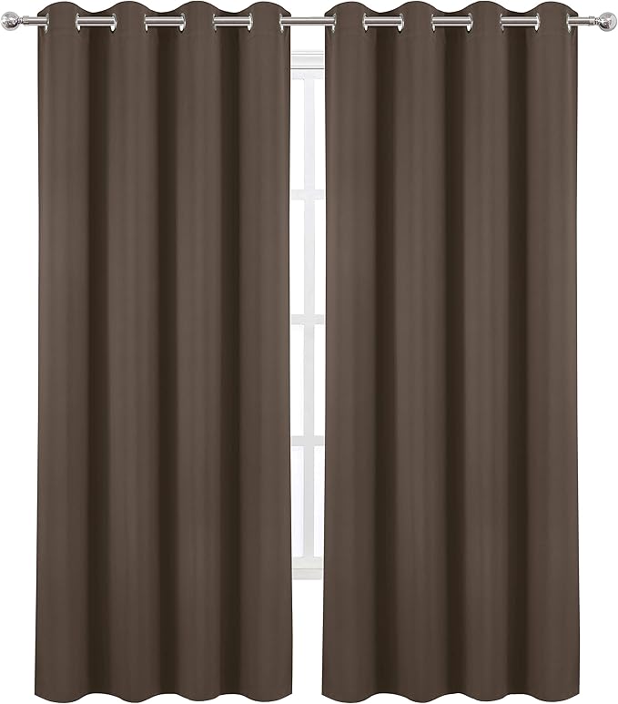 Chocolate Brown Thermal Blackout Curtains/52 x 95 Inch/Set of 2 Panels Room - Image 2