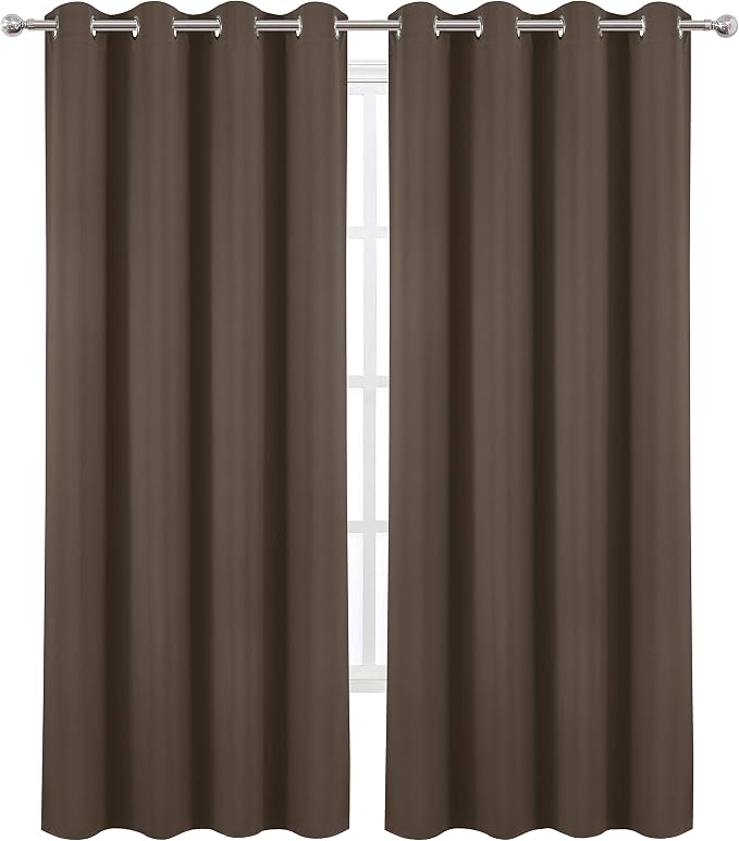 Chocolate Brown Thermal Blackout Curtains/52 x 84 Inch/Set of 2 Panels Room - Image 2
