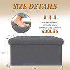 Folding Ottoman with Storage Bench, Storage Ottoman Bench, 30 Inches Ottoman - Image 2