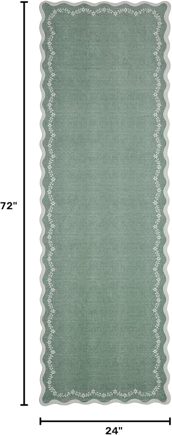 GarveeHome 2x6 Scalloped Washable Runner Rug Non Slip Hallway Kitchen Rug | - Image 2