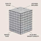 JONATHAN Y Callista White/Black Modern Ceramic Tiled Cube Side Table, 18-Inch - Image 3