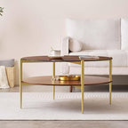LumFurn Extra Large Round Coffee Table, Mid-Century Modern Design, D34 x H17 in - Image 5