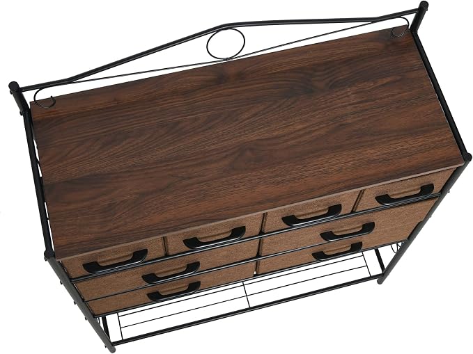 Household Essentials Walnut Iron 8-Drawer Sideboard - Image 7