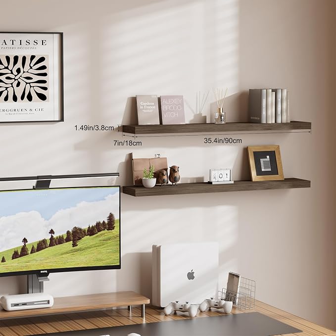 Floating Shelves for Wall, Bathroom Shelves Over Toilet, Wall Shelves & Book - Image 7