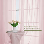 Blush Pink Sheer Curtains 96 Inches Long 2 Panels Set, Modern Farmhouse Decor - Image 4
