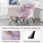 Tiita Lazy Chair with Ottoman, Comfy Leisure Sofa Reading Chair with Footrest - Image 5