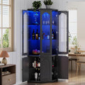Gyfimoie Corner Bar Cabinet w/LED Lights, Tall Modern Wine Cabinet by Gyfimoie