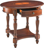 LEEMTORIG Oval Round End Table, 2-Tier Cherry Wood End Table Solid Wood Side by LEEMTORIG