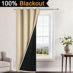 Yakamok Beige Blackout Curtains 84 Inches Long - Image 2